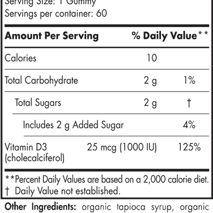 Vitamin D3 Gummies 60 Gummies