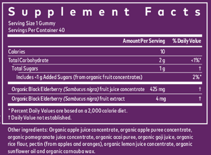 GaiaKids Black Elderberry Kids Daily Gummies 40 Gummies