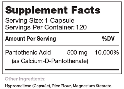 Pantothenic Acid 120 Capsules