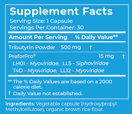 Gut + Prebiotic + Postbiotic 30 Capsules