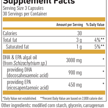 Omega 3 Vegan DHA & EPA 450 GOLD 90 Capsules