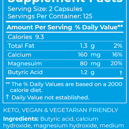 Calcium / Magnesium Butyrate 250 Capsules