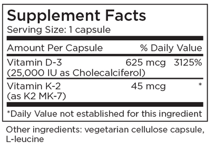 Vitamin D-3 25,000 IU 60 Capsules
