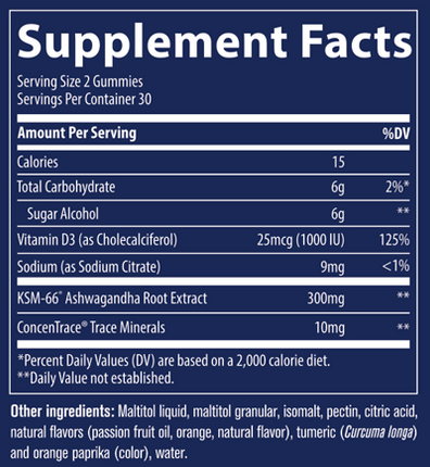 Ashwagandha Gummies Passion Fruit Orange 60 Gummies