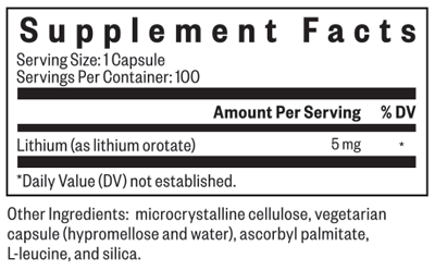 Lithium Orotate 100 Capsules