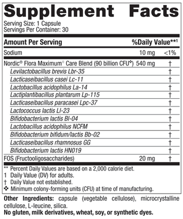 Nordic Flora Probiotic Maximum Care 30 Capsules