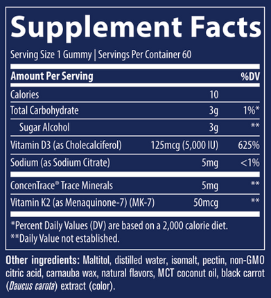 Vitamin D3+K2 Gummies Strawberry 60 Gummies