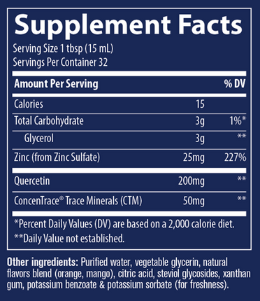 Liquid Zinc + Quercetin Orange Mango 16 fl oz