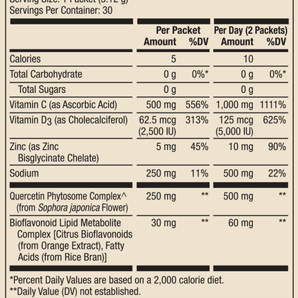 Vitamin C-PAK® with Quercetin Orange Flavor 30 Servings