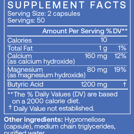 Calcium / Magnesium Butyrate 100 Capsules