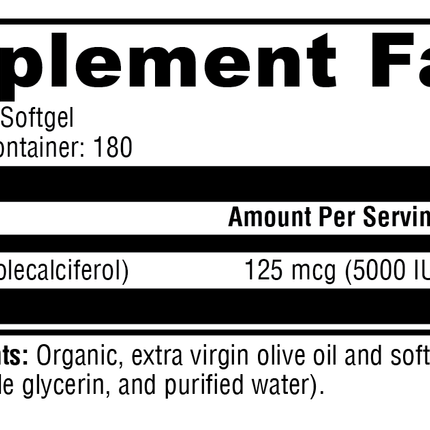 D3 5000 180 Softgels