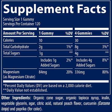 Magnesium Gummies Peach 120 Gummies