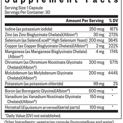 Trace Minerals Complex 30 Capsules
