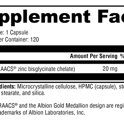 Zinc Glycinate 120 Capsules